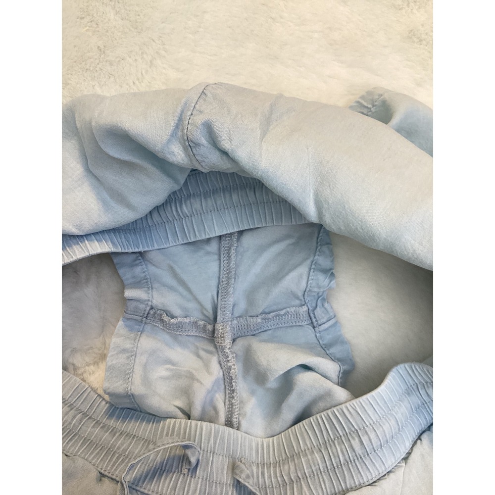 Aerie Chambray Drawstring Shorts Womens S Light Blue Excellent Smocked Waist - Picture 4 of 6